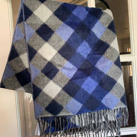 Talbots Blue and Black Cashmere Scarf - Picture 1 of 6